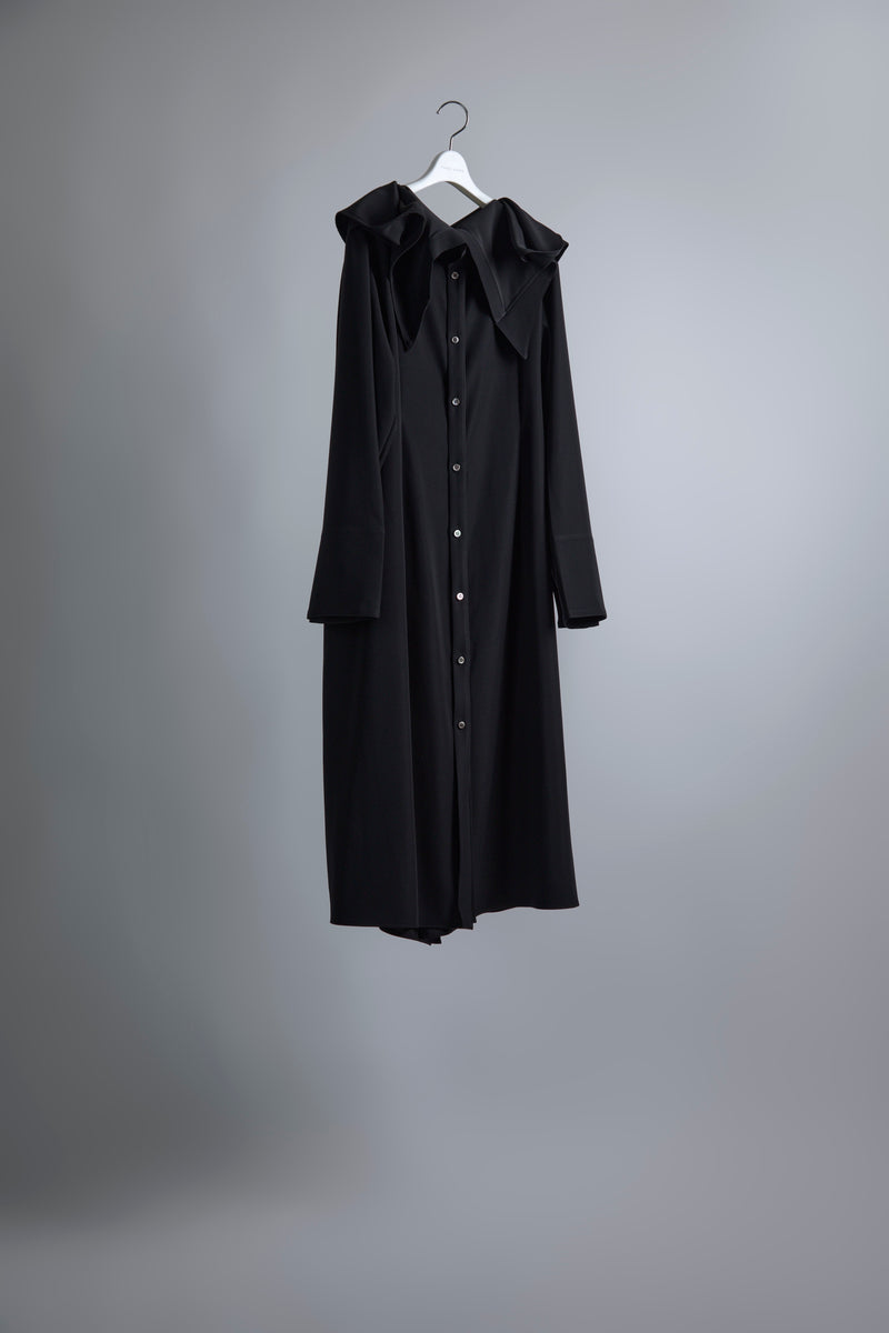 Unfixed Collar Dress (Black)