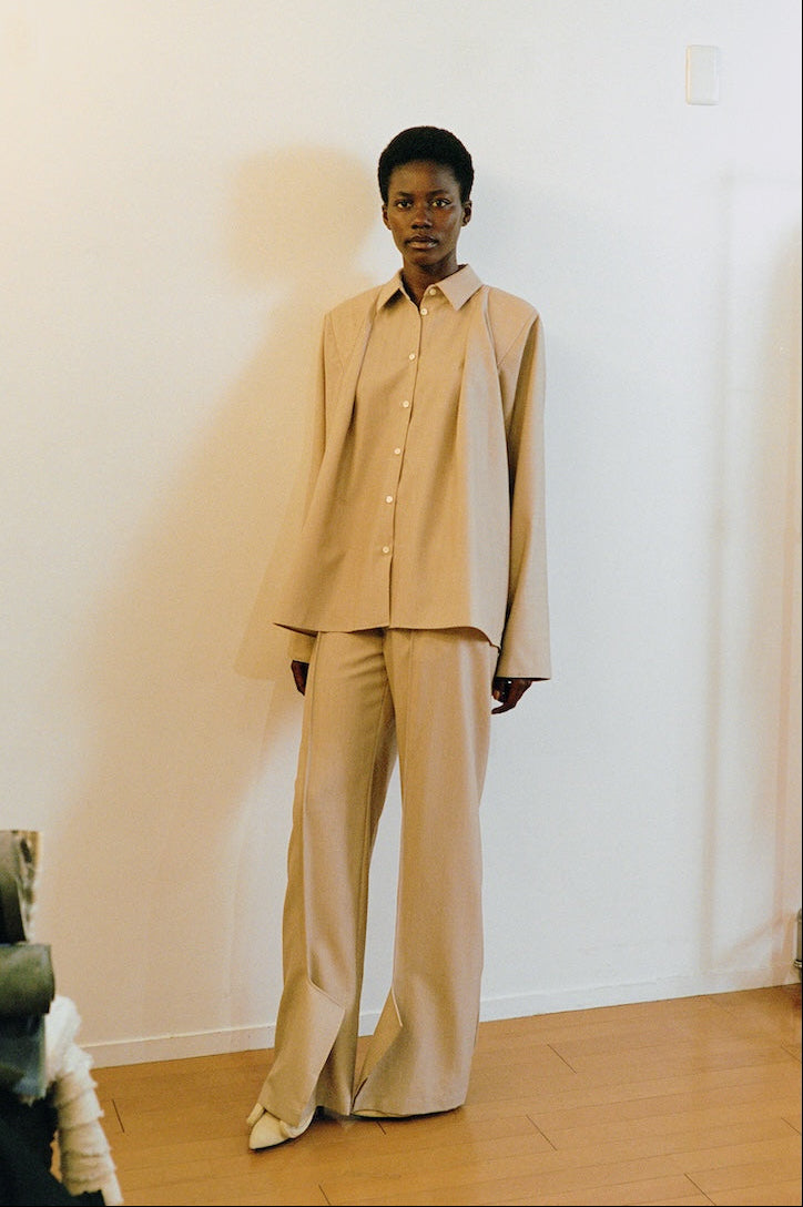 Shoulder Draped Wool Shirt