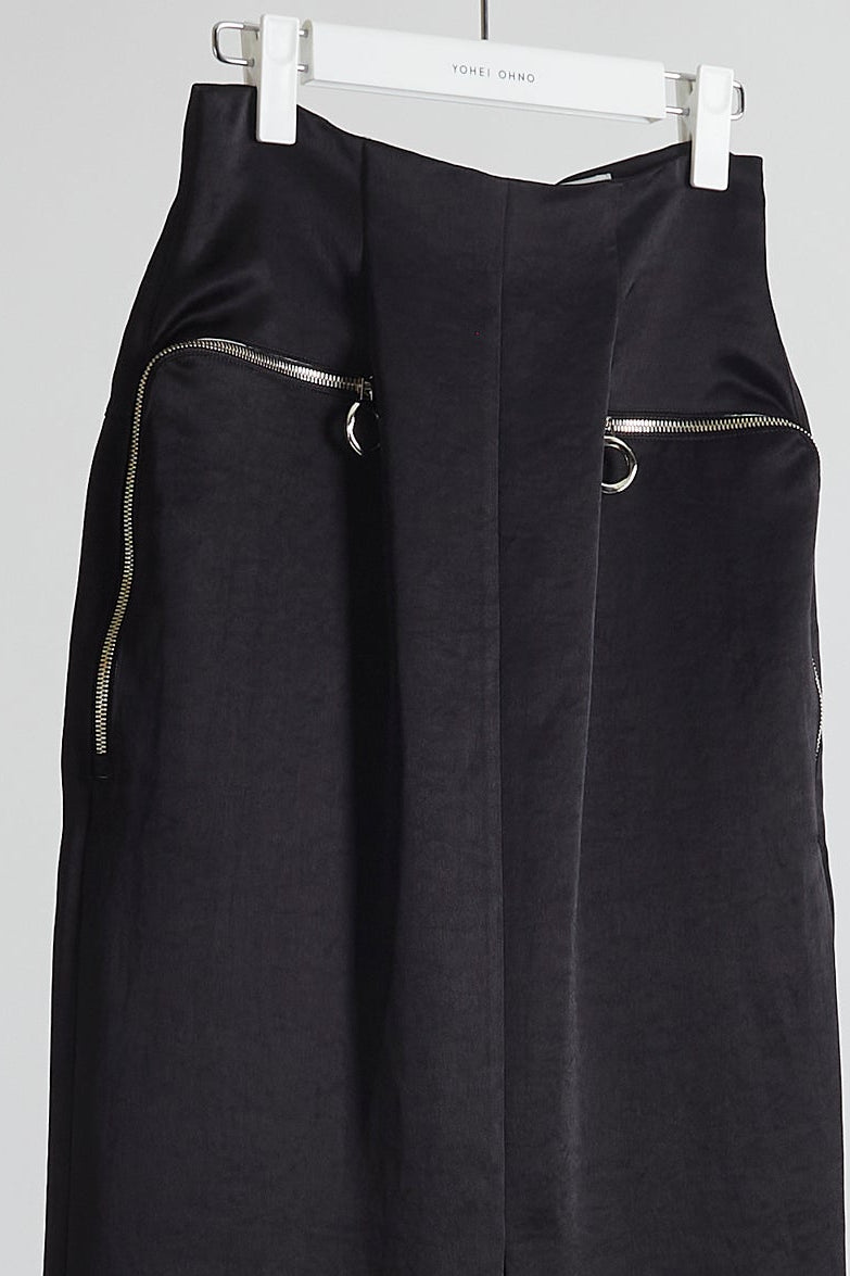 Square Zip Satin Skirt