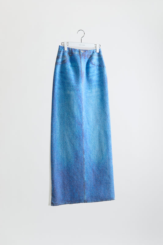 Trompe l'oeil  Denim "Long" Skirt