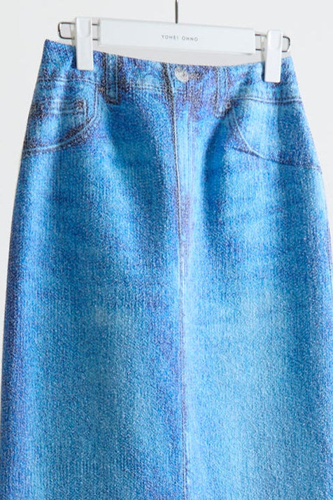Trompe l'oeil  Denim "Long" Skirt