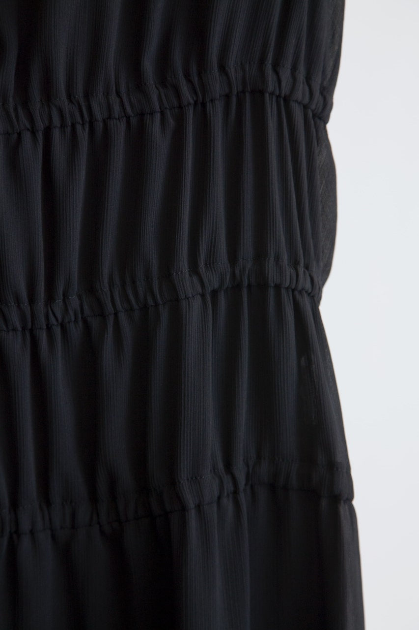 Triple Shirring Mesh Dress